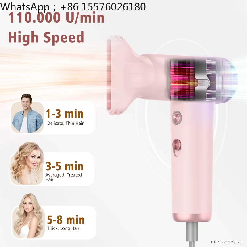 مجفف شعر محمول صغير بسرعة 1100 - مراجعة High Speed Hair Dryer Brushless 110000Rpm وسعره
