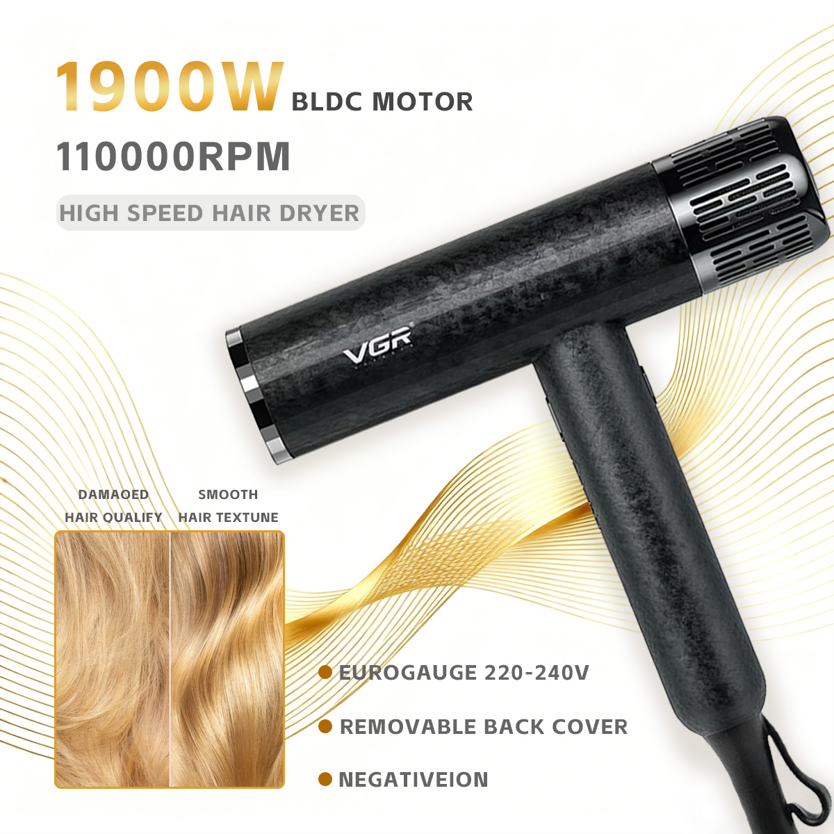 VGR مجفف شعر استشوار للشعر كهر - مراجعة Hair Blow Dryer Low Noise Powerful وسعره