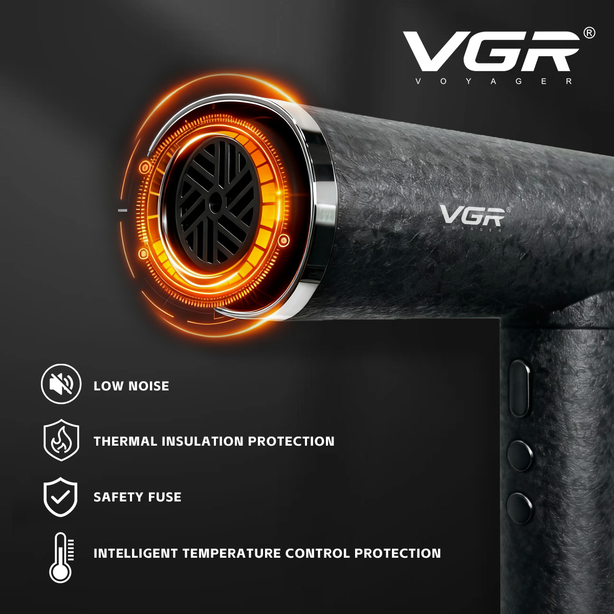 VGR مجفف شعر استشوار للشعر كهر - مراجعة Hair Blow Dryer Low Noise Powerful وسعره