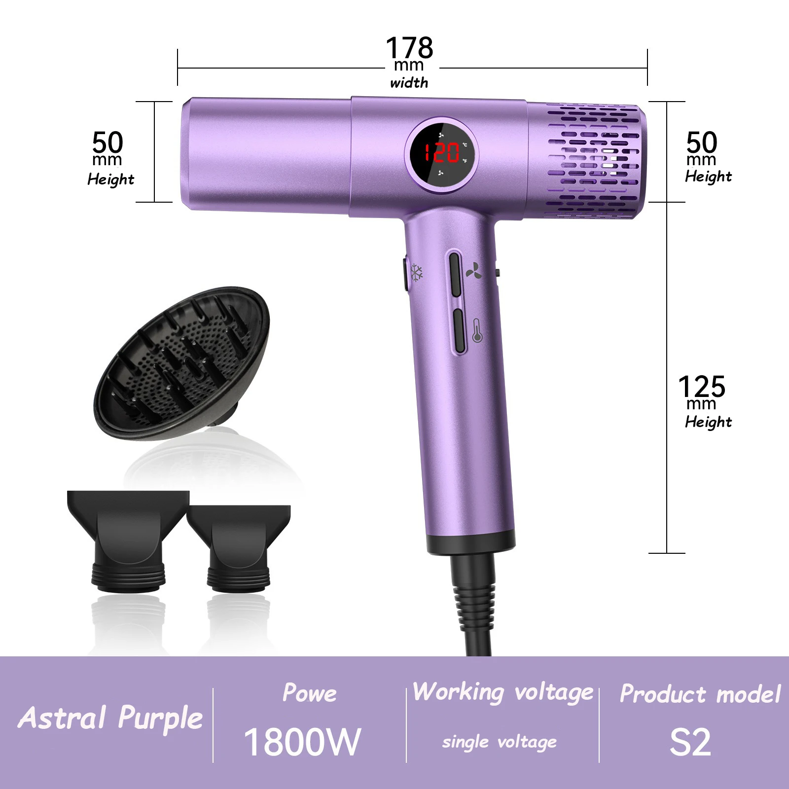 مجفف شعر عالي السرعة مع شاشة L - مراجعة High Speed Hair Dryer Brushless 110000Rpm وسعره