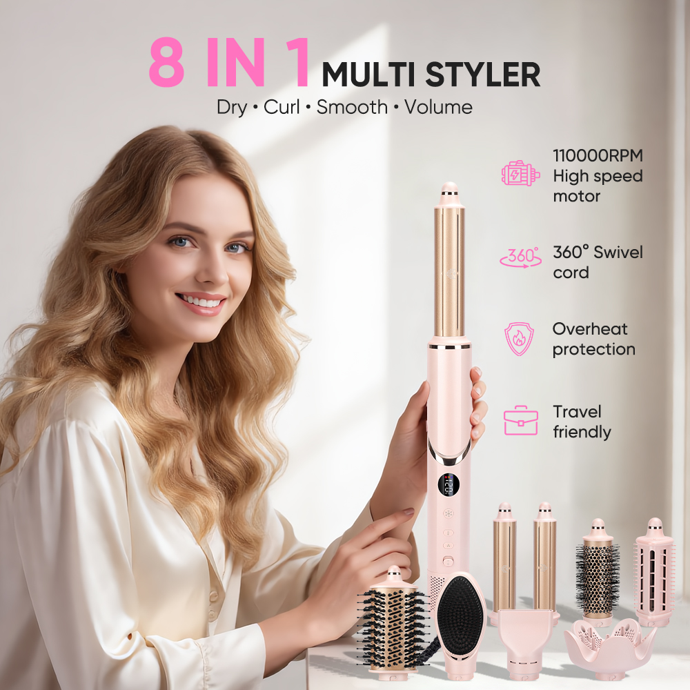 جهاز تصفيف الشعر الجديد 8 في 1 - مراجعة High Speed Hair Dryer Brushless 110000Rpm وسعره