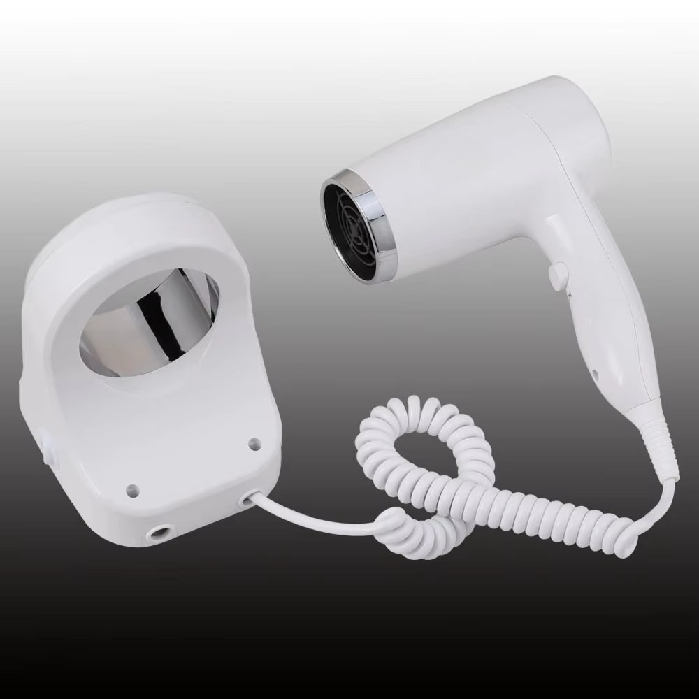 مجفف شعر أبيض مثبت على الحائط  - مراجعة Wall Mount Hotel Hair Dryer 1800W وسعره